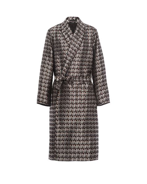 Steel Gray Cube print silk jacquard robe 